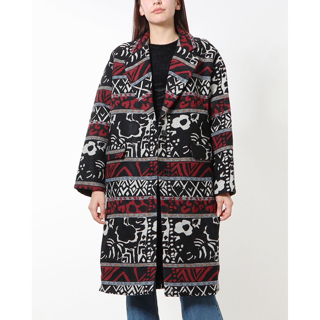 デシグアル Desigual エスニック ロングコート （グレー/ブラック