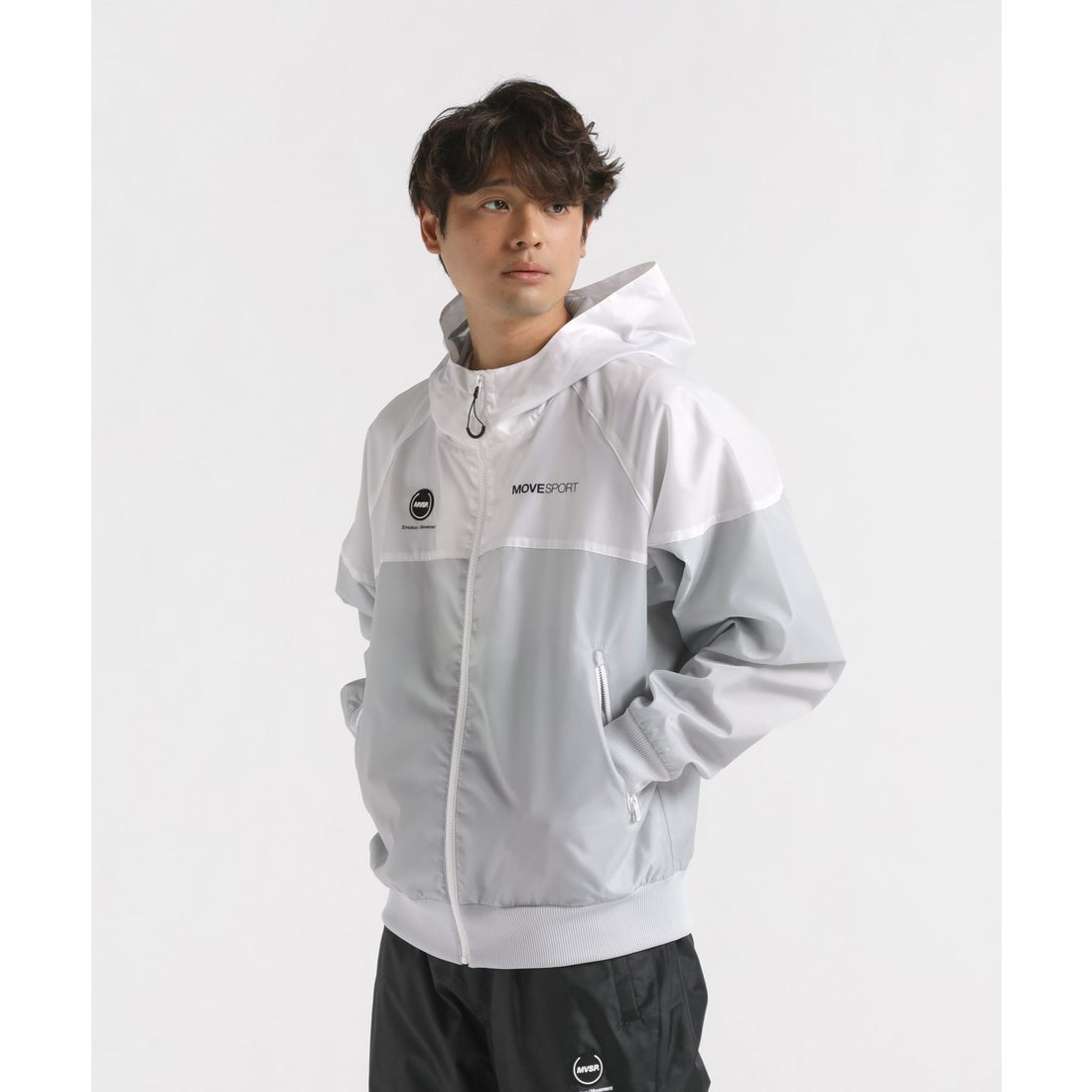 MoveSport 裏メッシュ バイカラー ウィンドブレーカー フーディー