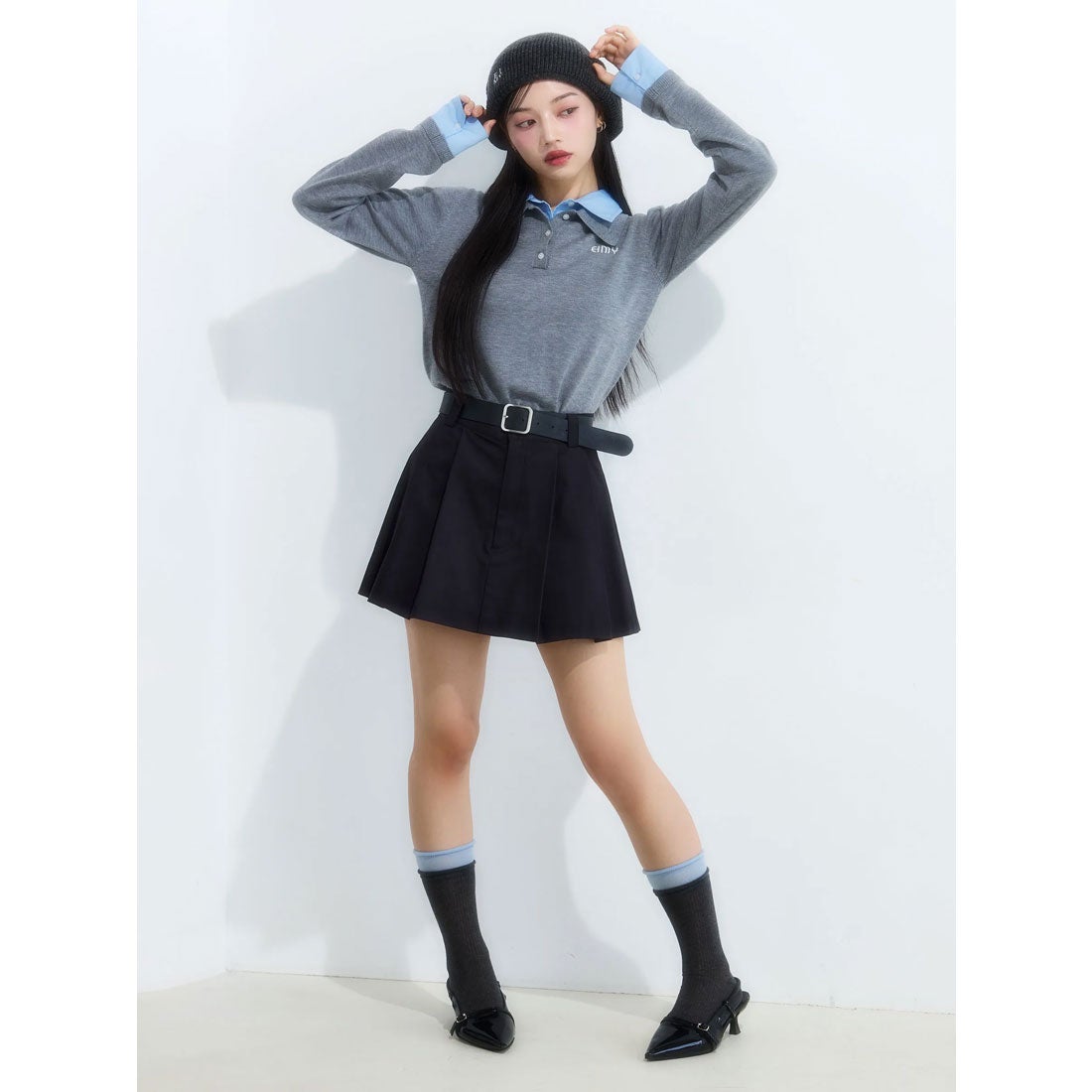 エイミーイストワール EIMY ISTOIRE プリーツミニスカート （BLACK