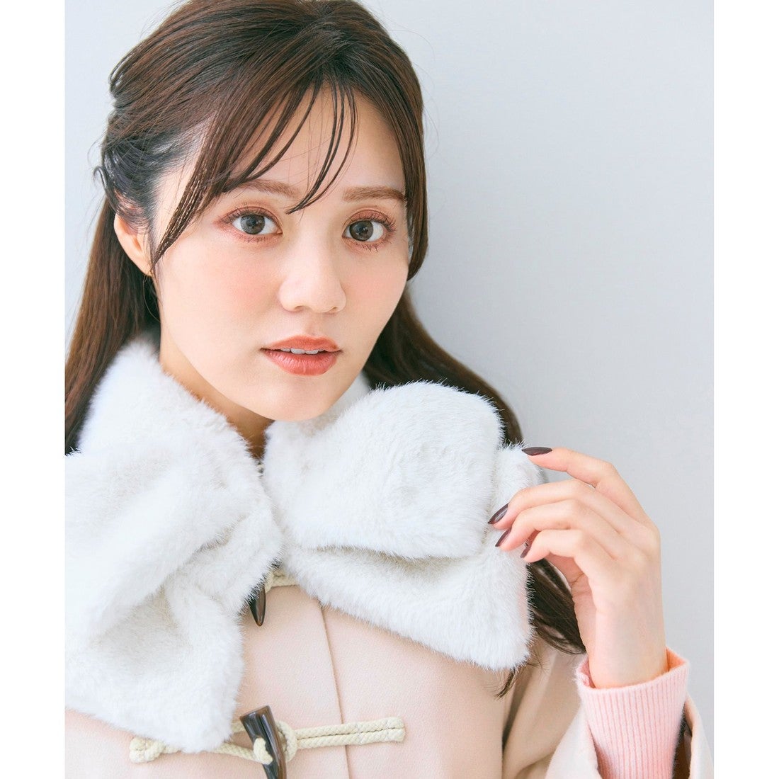 Feroux リボンファー ティペット （アイボリー系） -ファッション通販