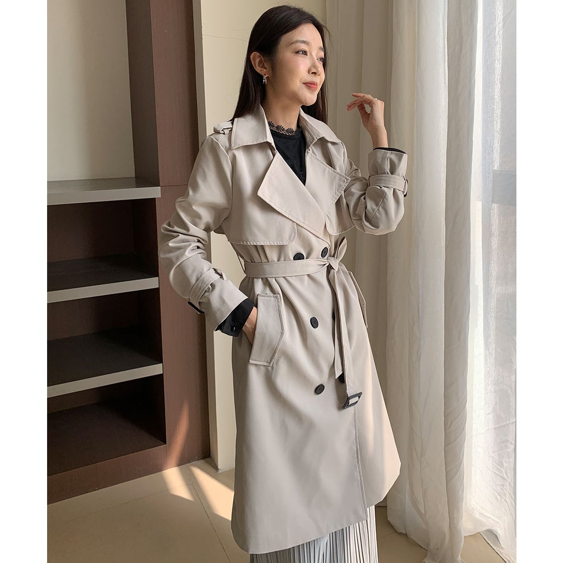 GUCCI ホワイト トレンチコート ベルト付き GUCCI ホワイト トレンチ