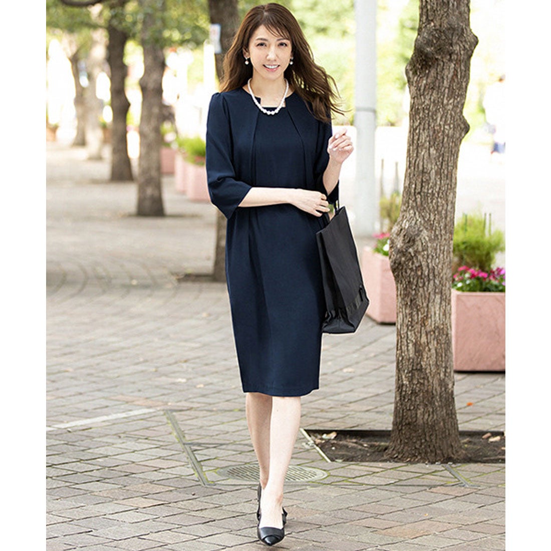 フロリア Flolia 【喪服 礼服】セットアップ風トロンプルイユ