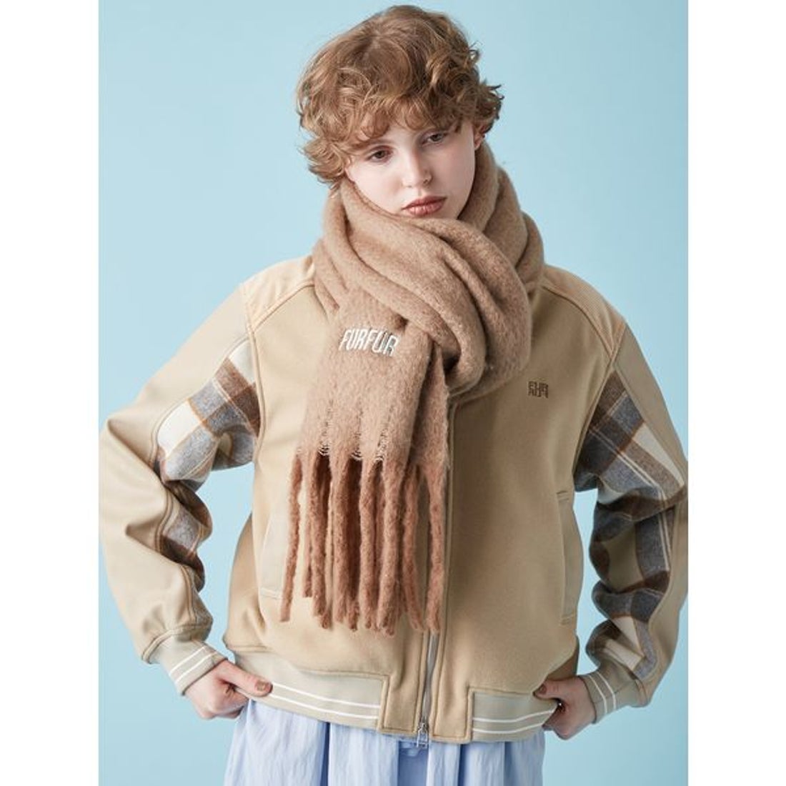 ファーファー FURFUR ロゴ刺繍フリンジストール （IVR） -ファッション