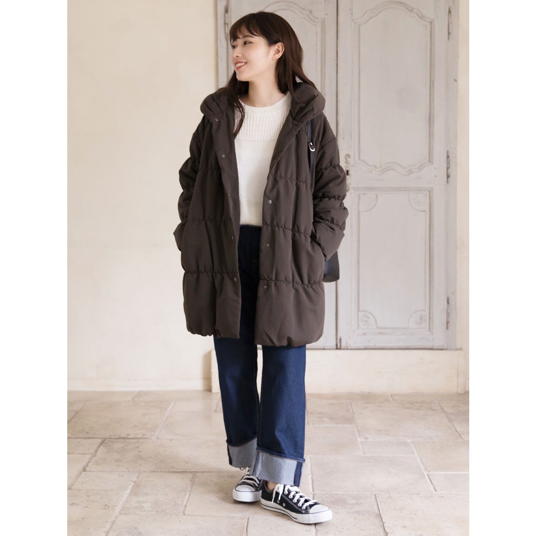 グリーン パークス Green Parks ショールカラー中綿ロングコート