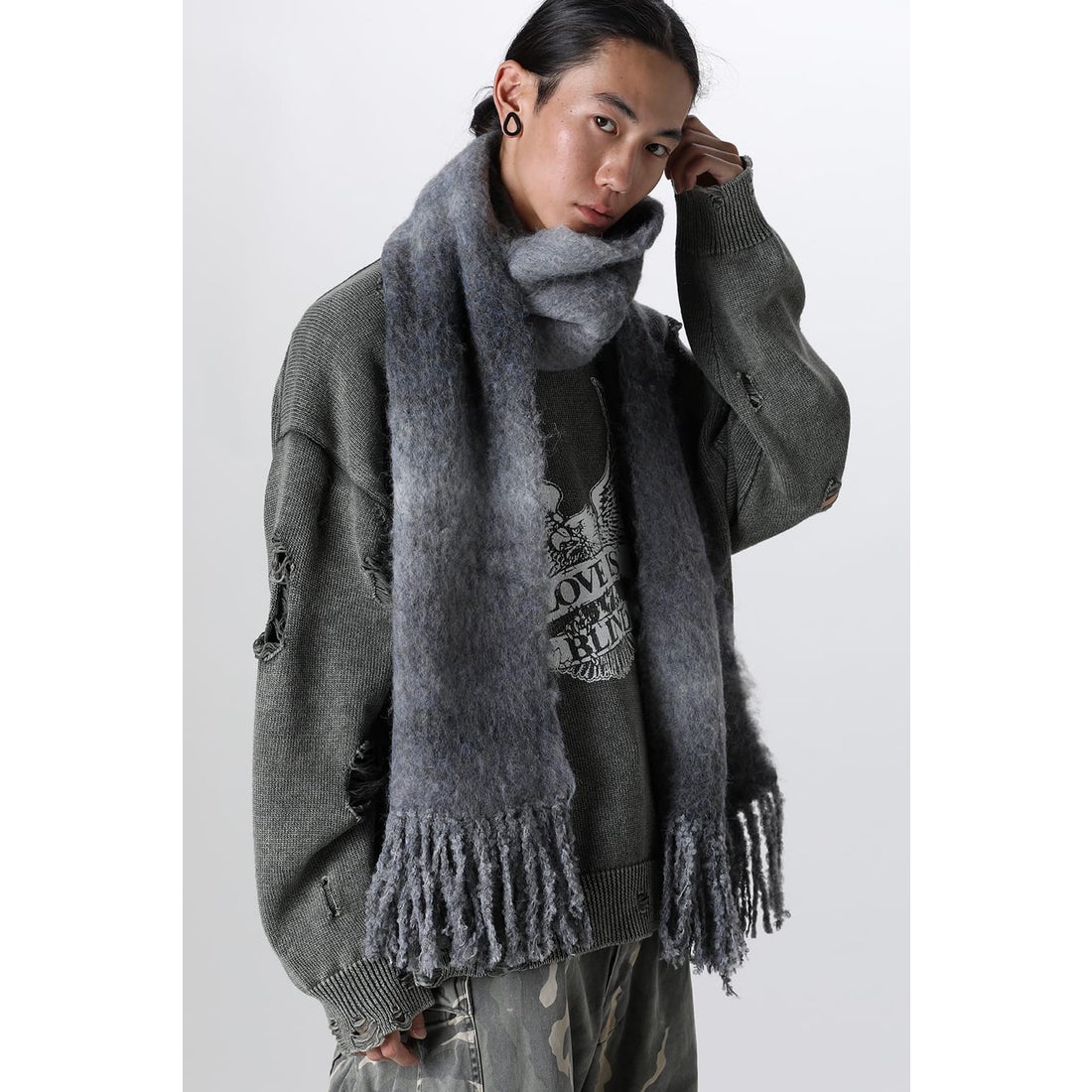 カミヤ KAMIYA Dyeing Mufflar （BLACK） -FASCINATE