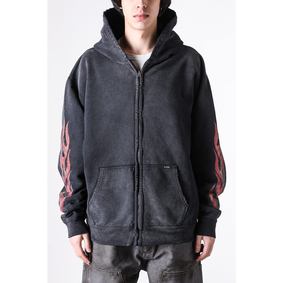 カミヤ KAMIYA “CRAYON FLAME KMY” Zip Hoodie （BLACK） -FASCINATE
