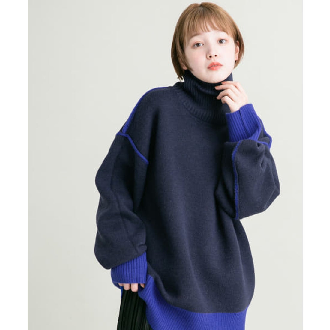 ケービーエフ KBF リバーシブルハイネックオーバーニット （CCL×GRAY