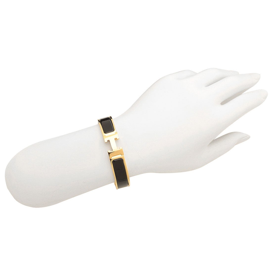 エルメス Hermes ブレスレット バングル クリックH ブラック ゴールド