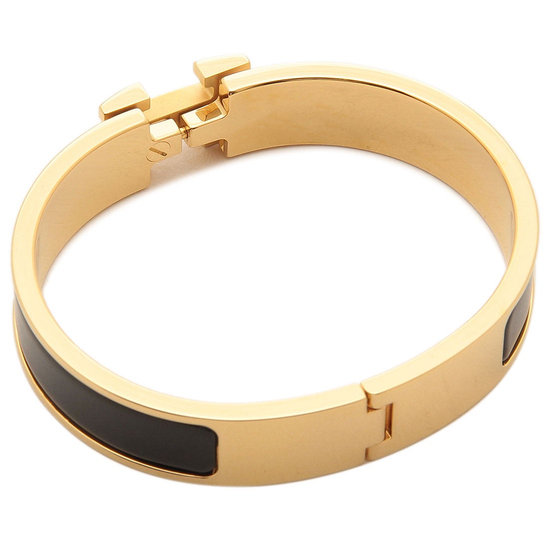 エルメス Hermes ブレスレット バングル クリックH ブラック ゴールド