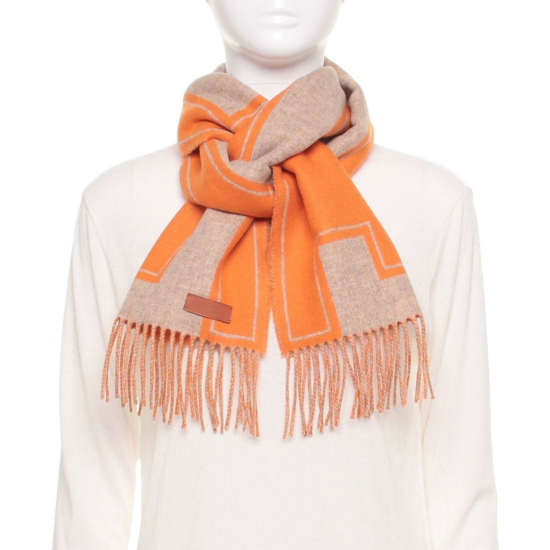 エルメス Hermes マフラー クレドゥH プティットカスク カシミア 160