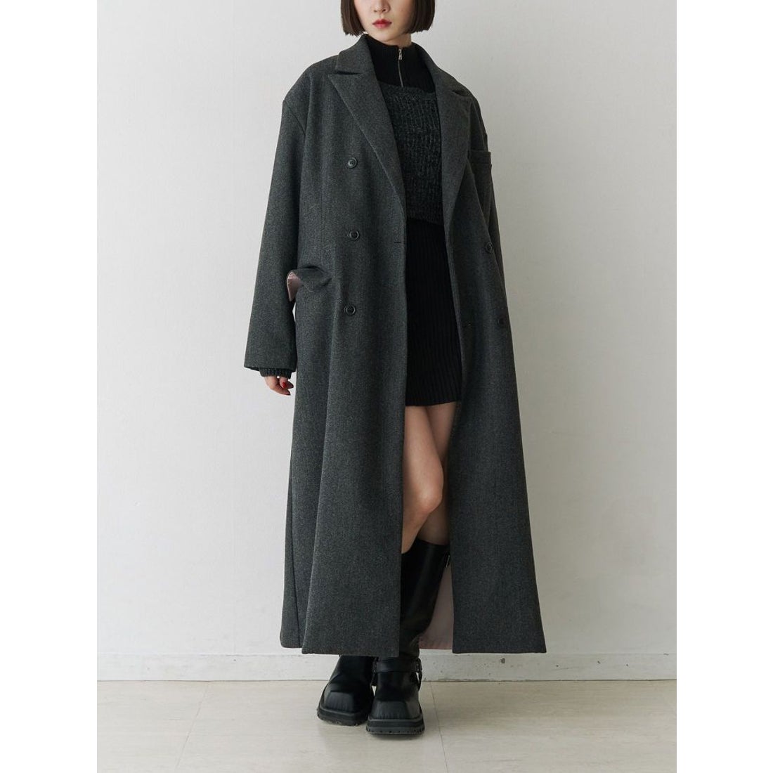 期間限定値下げ】ALLSAINTS グレー ダブルブレスト チェスターコート