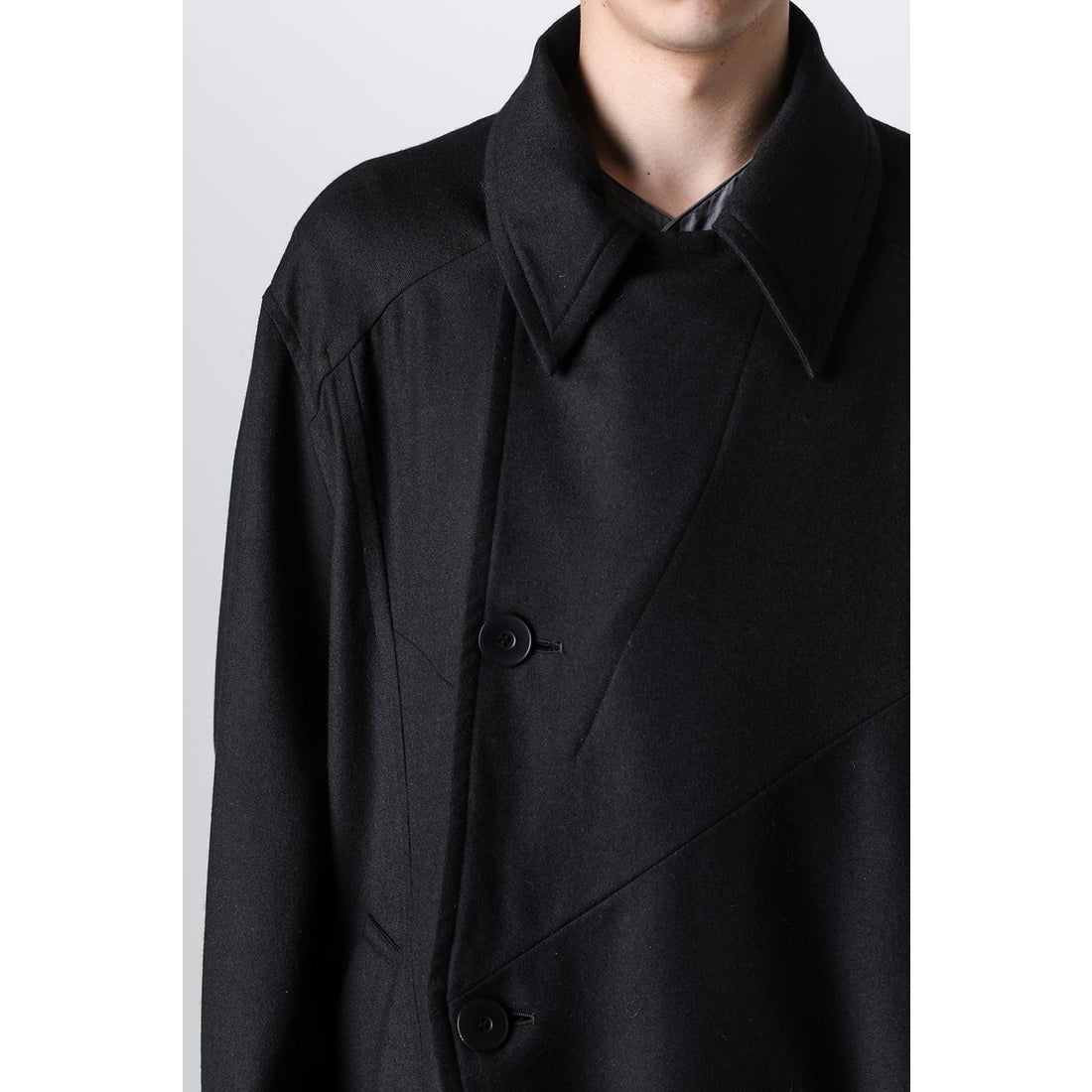 ユリウス JULIUS Wool Cashmere Saxony Over Size Long Coat （Black