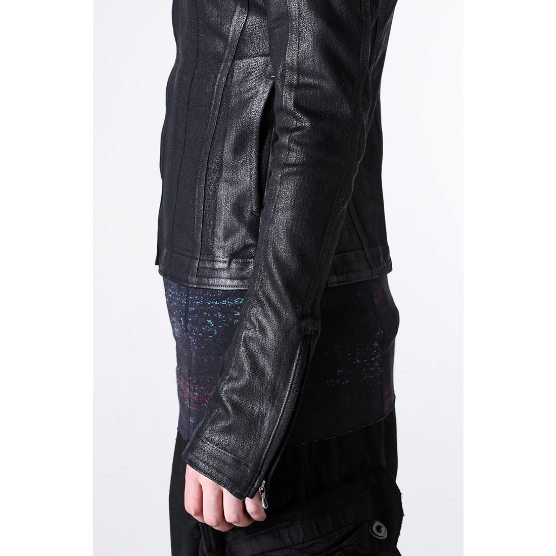 ユリウス JULIUS COATED COTTON KNIT DENIM JACKET （BLACK） -FASCINATE