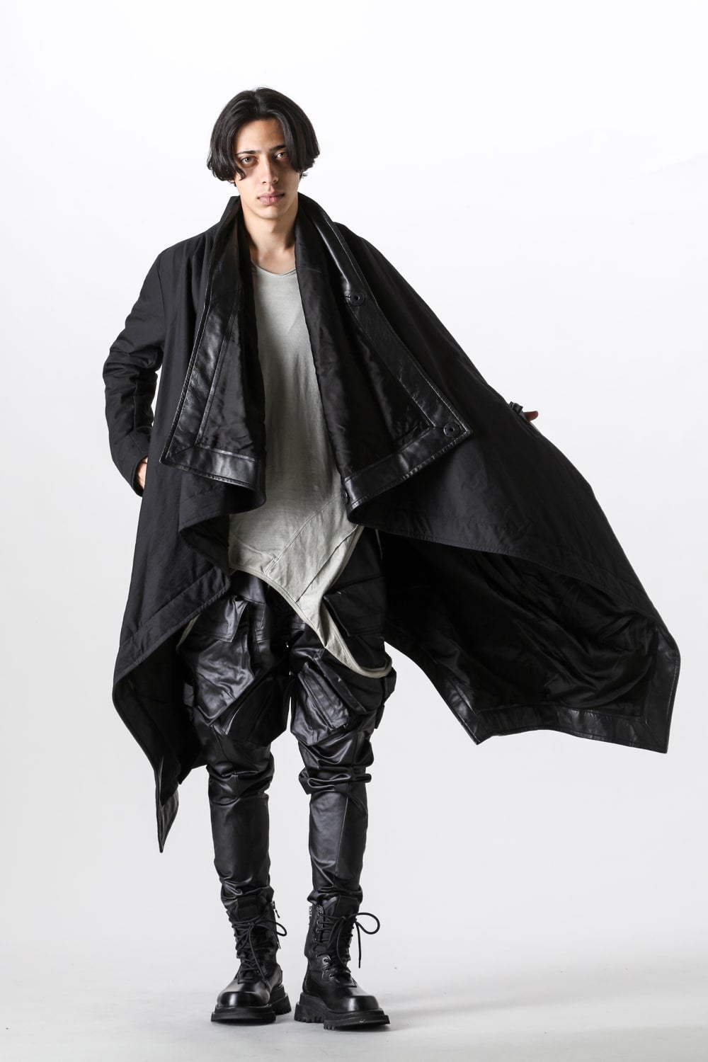 ユリウス JULIUS Long Wrap Coat （Black） -デザイナーズファッション