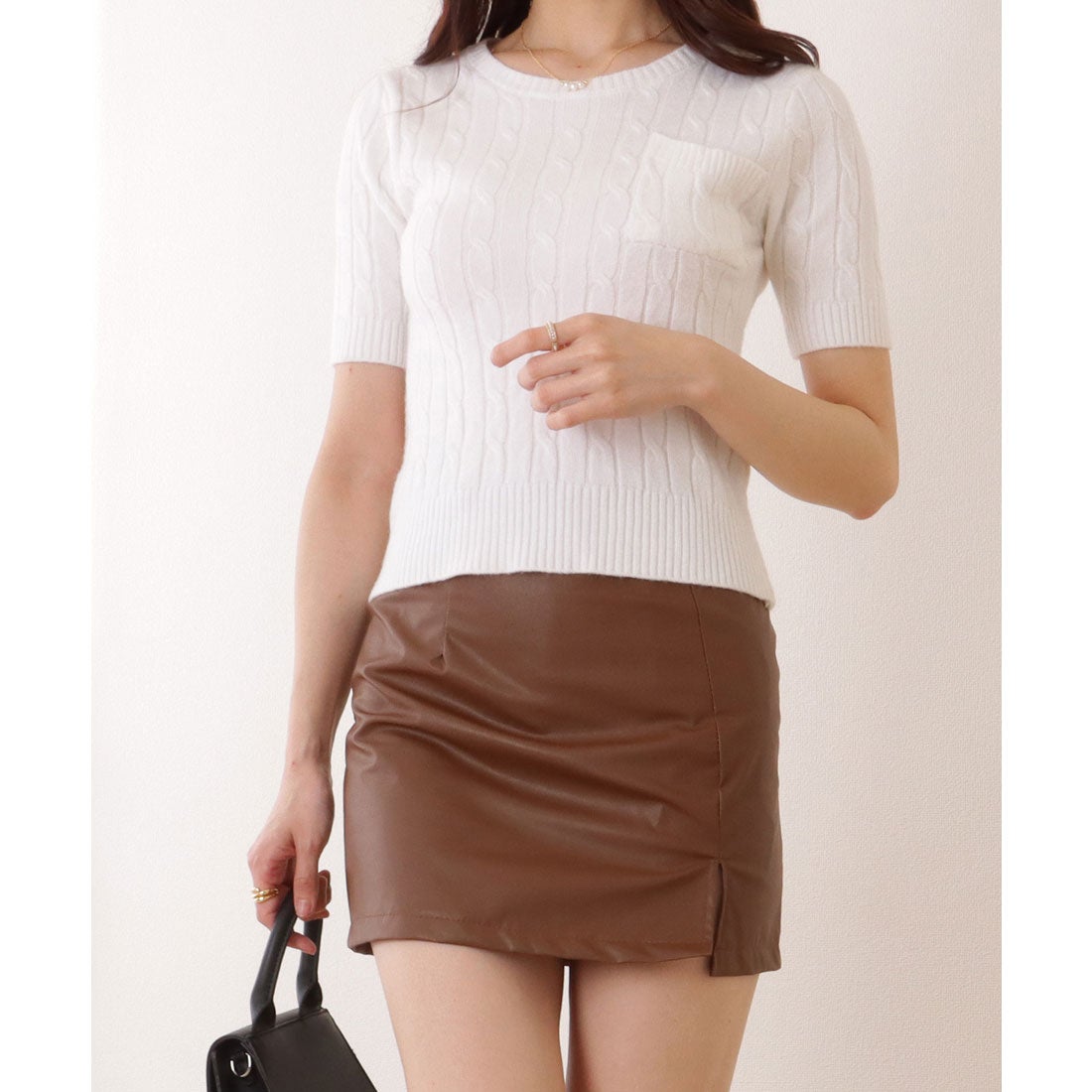 レースレディース Lace Ladies フェイクレザー サイドスリット ミニ丈