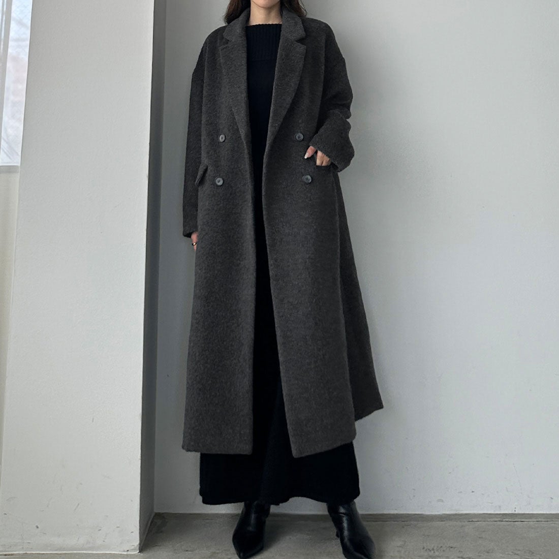 ルエレ Louere Louere ダブルロングシャギーチェスターコート