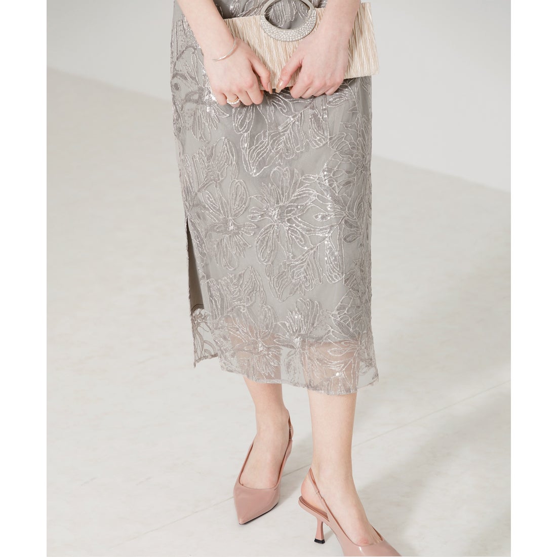 レジャ Leja フリルオフショルダースパンコールウェストマークスリット