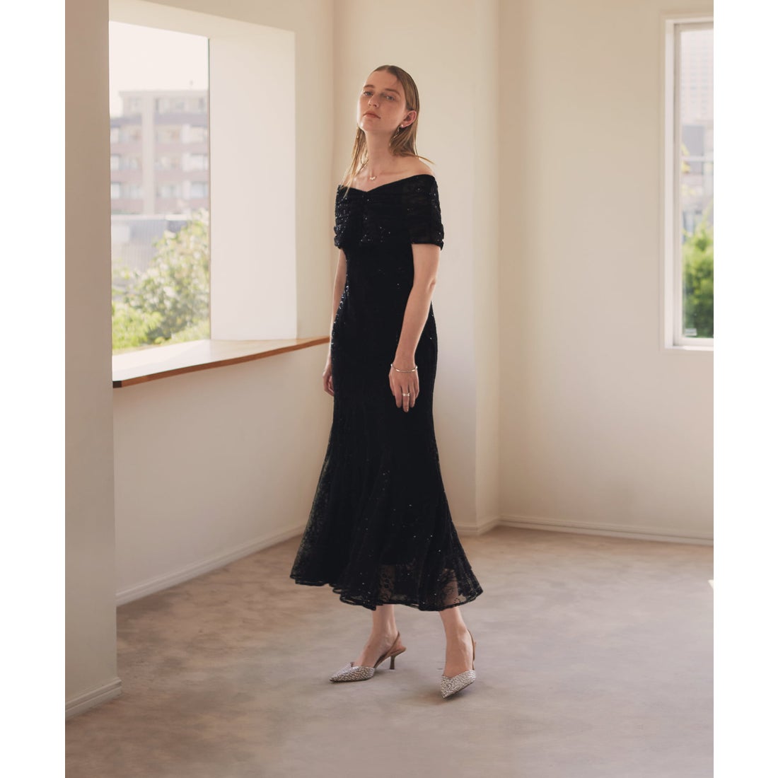 Leja レジャ 2WAYレース花柄オフショルダースパンコールマーメイド