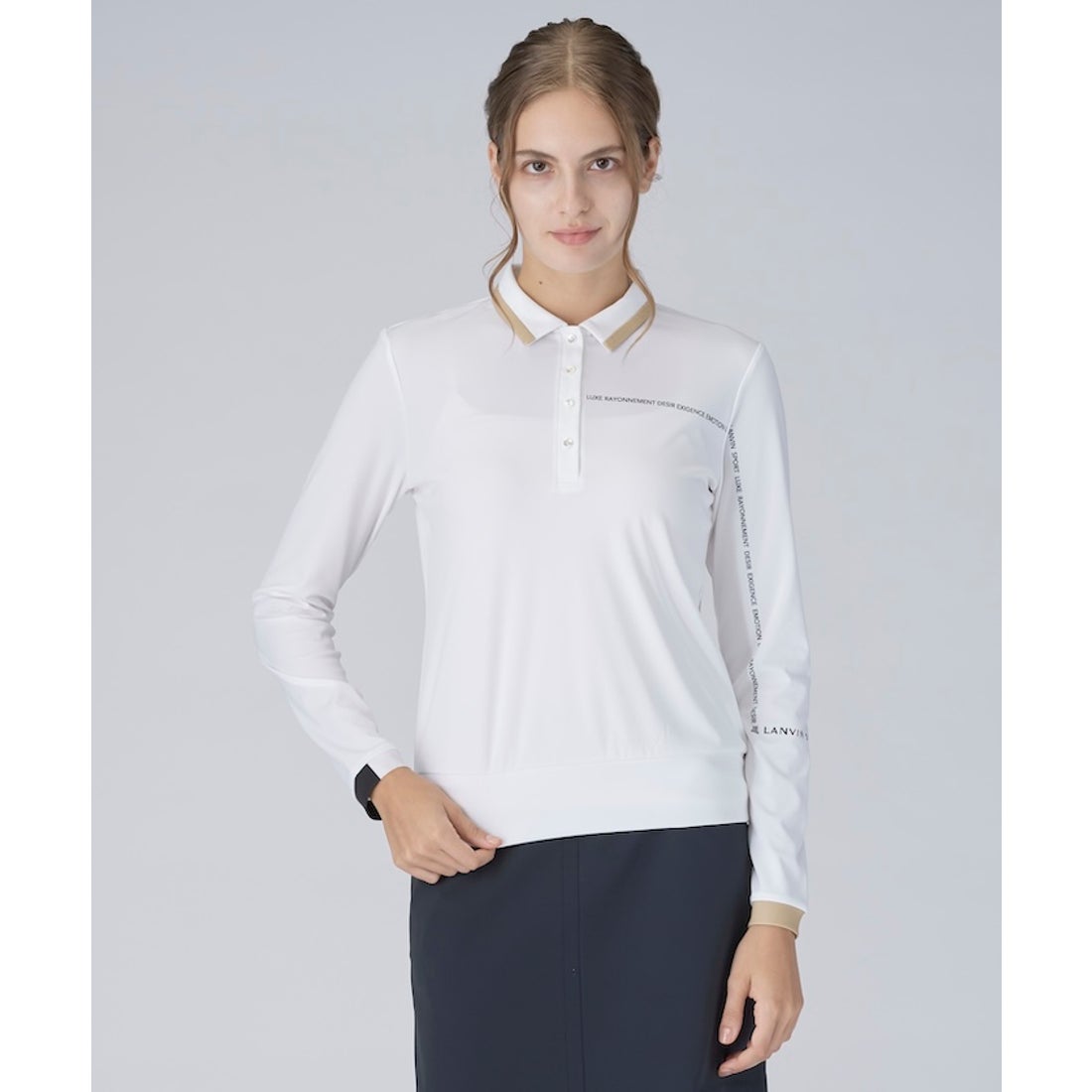 LANVIN SPORT 共衿長袖シャツ【Sunscreen NIR/吸汗/ストレッチ