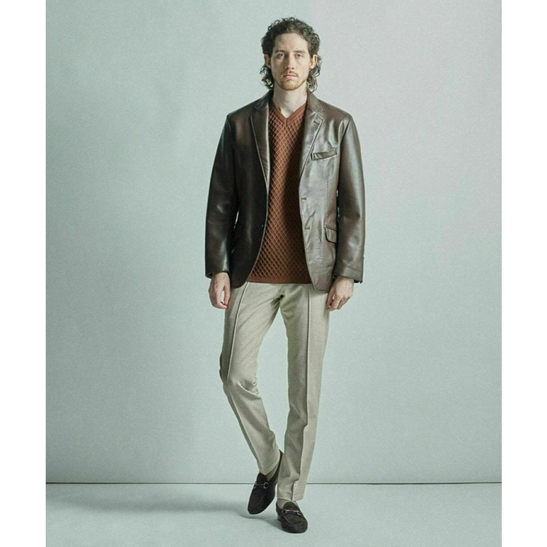 メンズビギ MEN'S BIGI シープレザーテーラードジャケット （ブラック