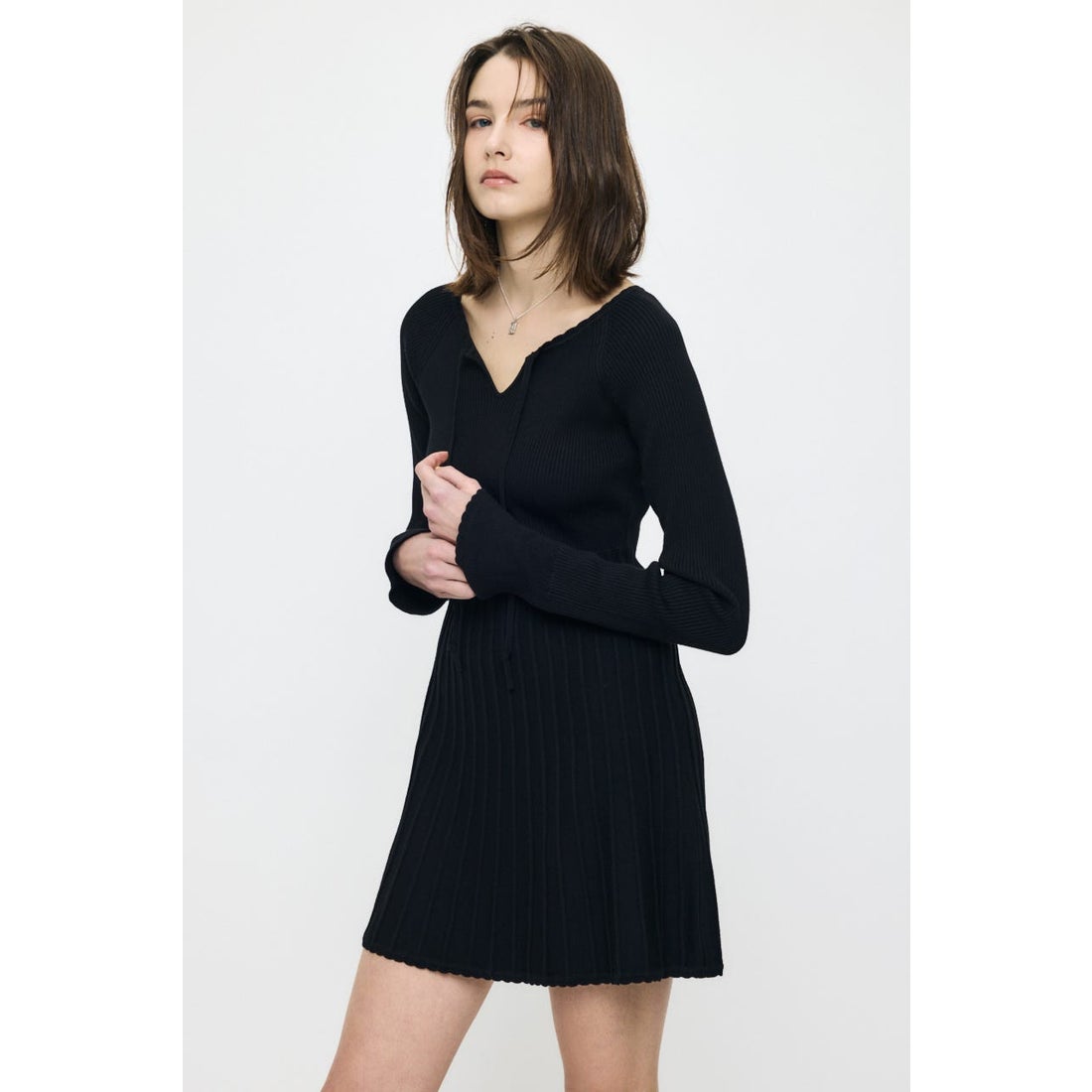 MOUSSY PICO RIBBON MINI ドレス BLK -ファッション通販 FASHION WALKER