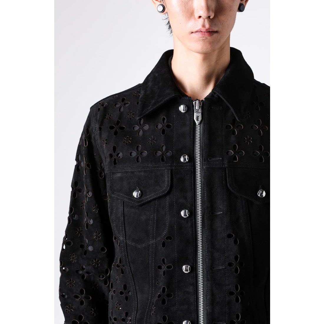 MASU FLOWER HOLE LEATHER JACKET （Black） - Osaka / Kyoto, -FASCINATE