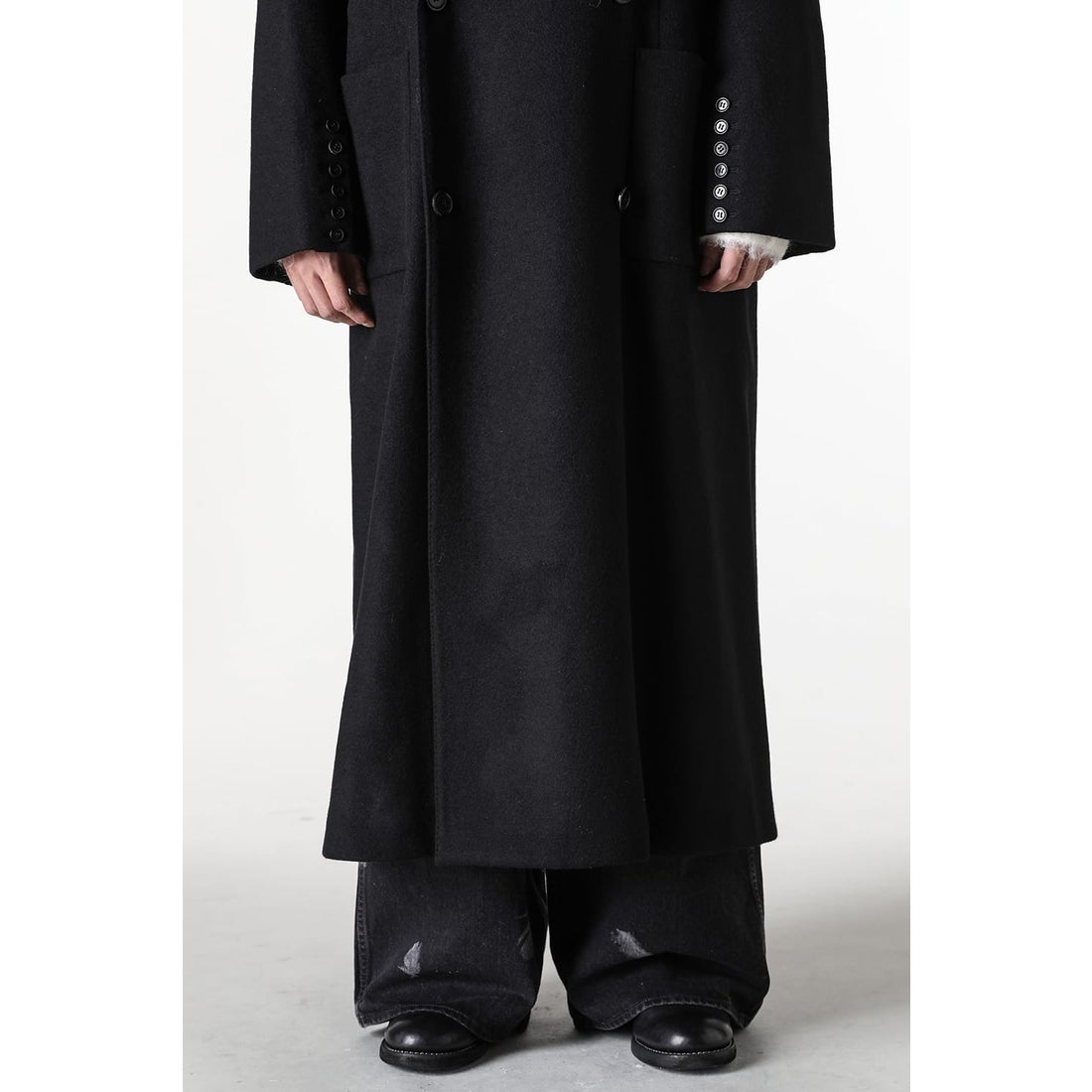 エムエーエスユー MASU Bat Collar Over Coat （BLACK