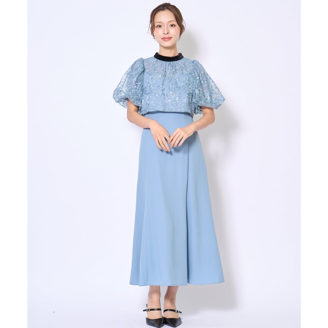 アンドクチュール AND COUTURE ベロアトリミングブラウス×ドレス