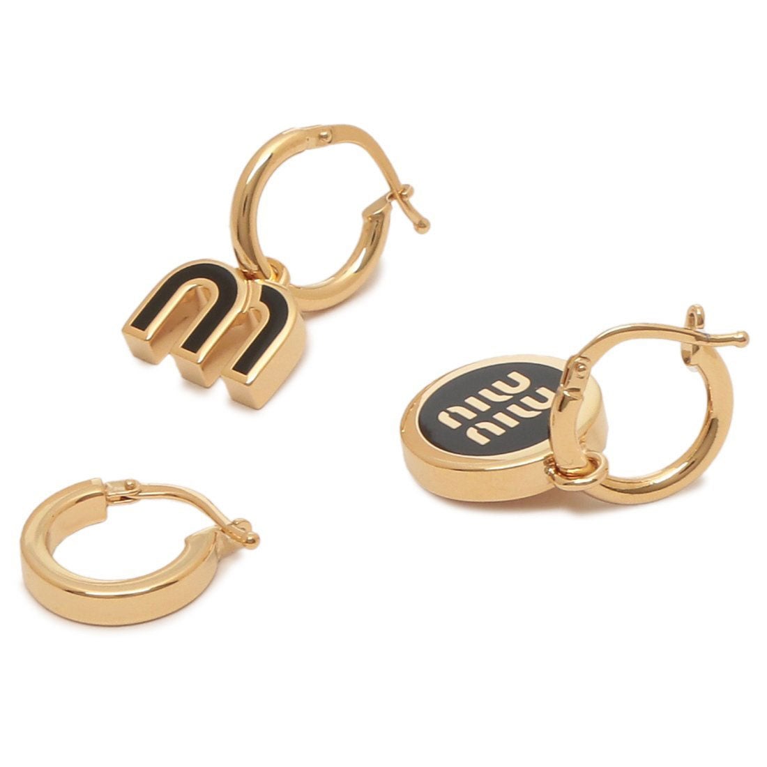 ミュウミュウ Miu Miu ピアス エナメルメタル ロゴ 3点セット フープ