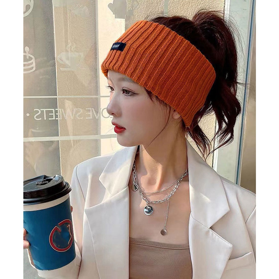 miniministore ニットヘアバンド 幅広 ヘアターバン洗顔 -靴