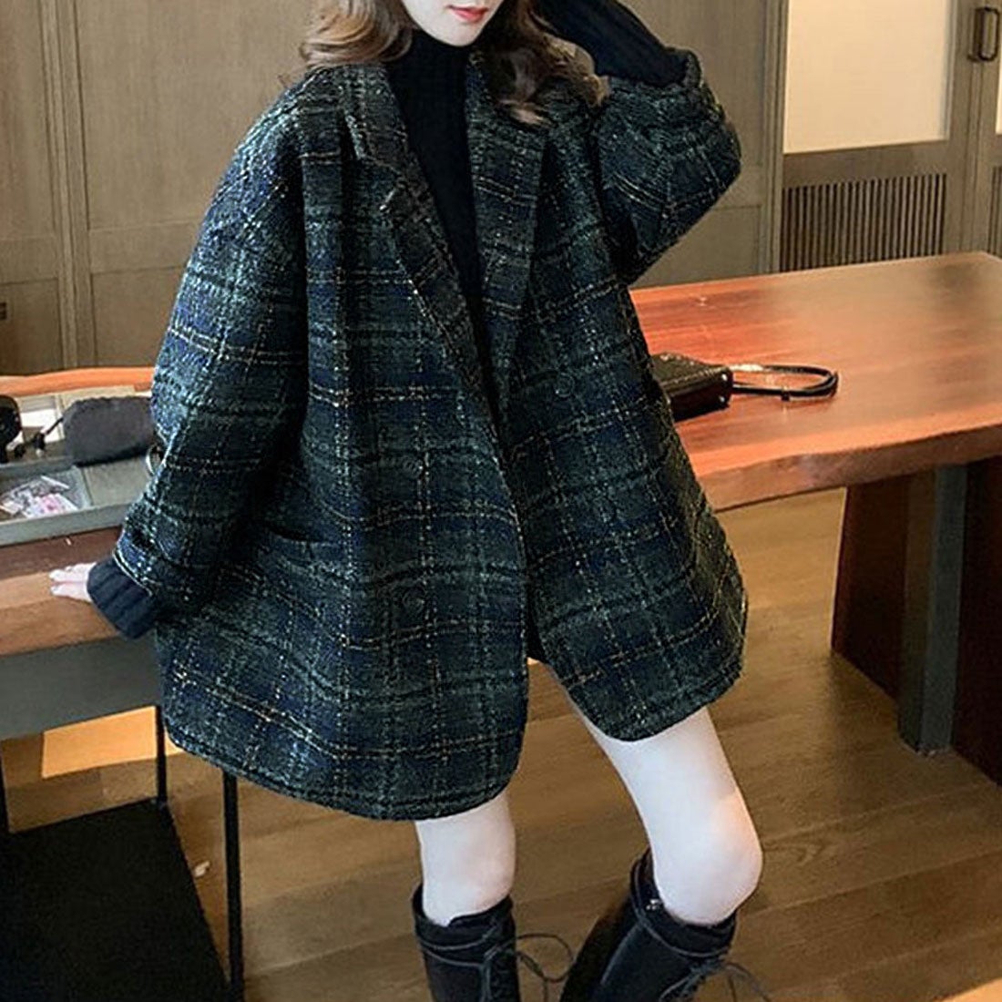 miniministore チェック柄 チェスターコート レディース