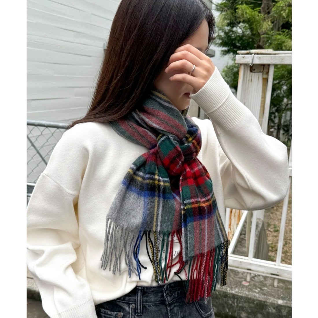 フレディエミュ fredy emue TWEEDMILL ウールチェックストール48