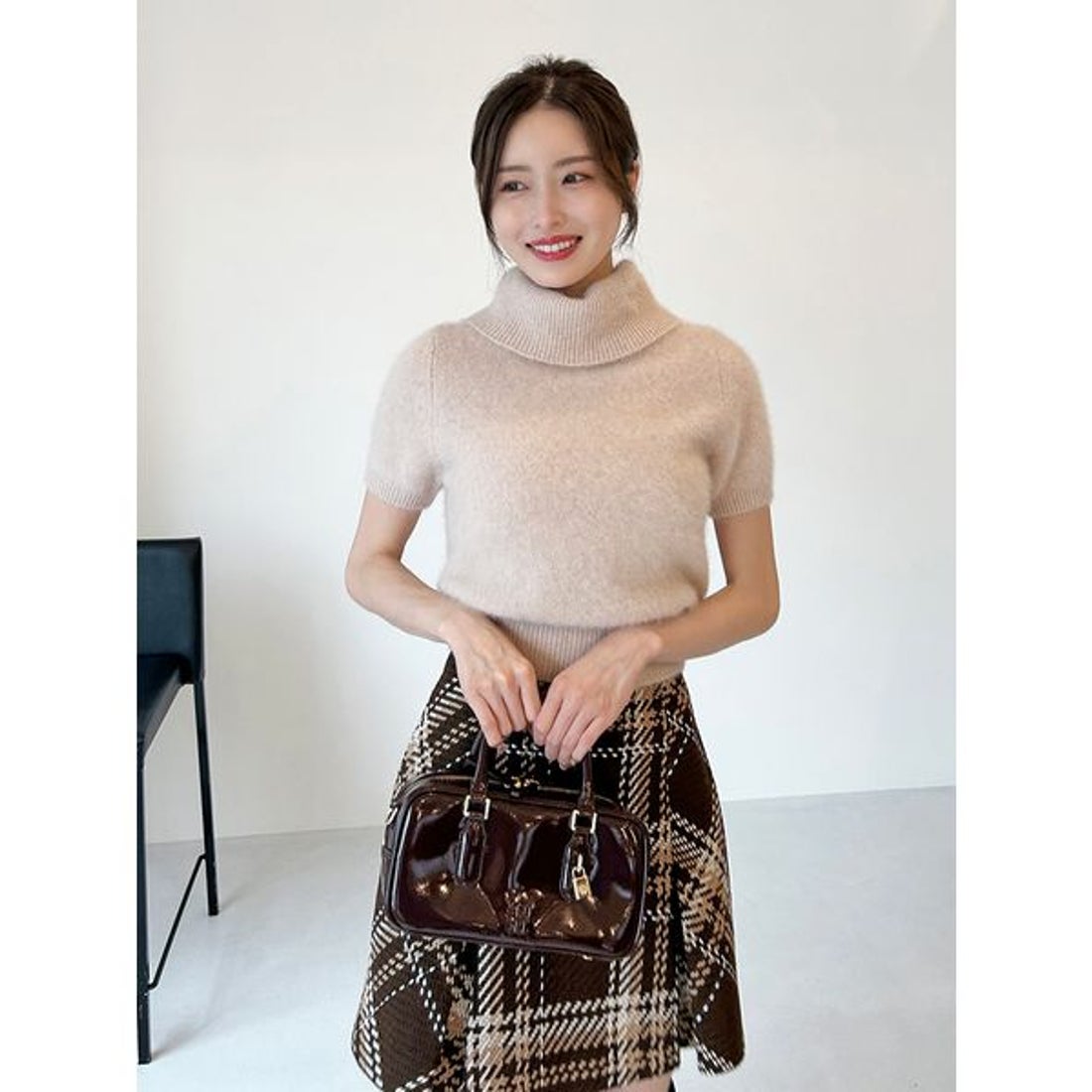 スナイデル SNIDEL Sustainableロービングチェックミニスカート （PNK