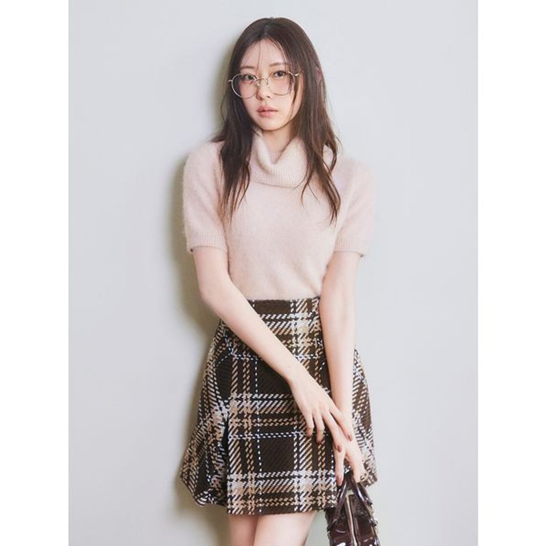 スナイデル SNIDEL Sustainableロービングチェックミニスカート （RED