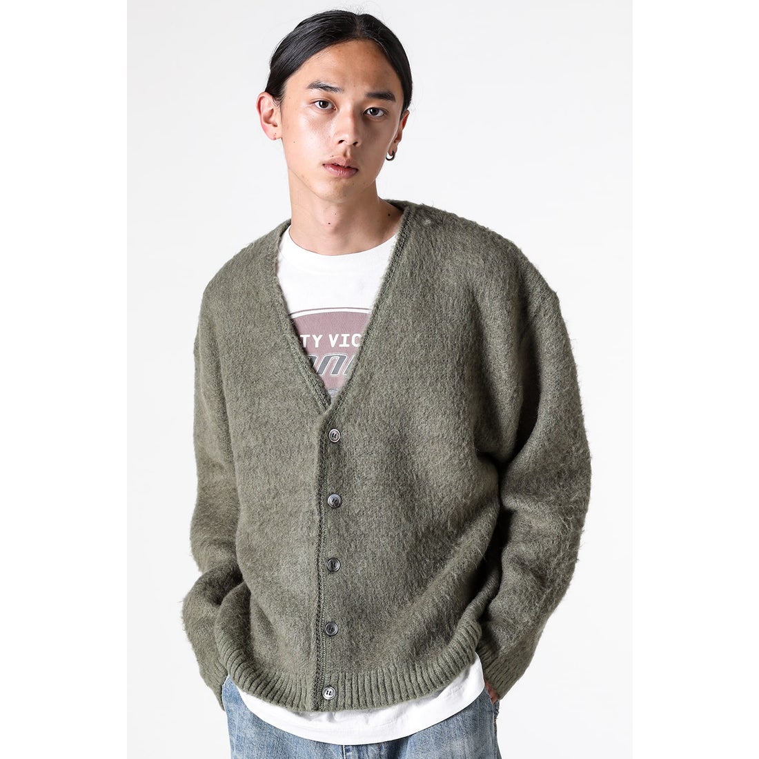 セントマイケル SAINT Mxxxxxx Mohair Cardigan （Khaki） 通販 大阪