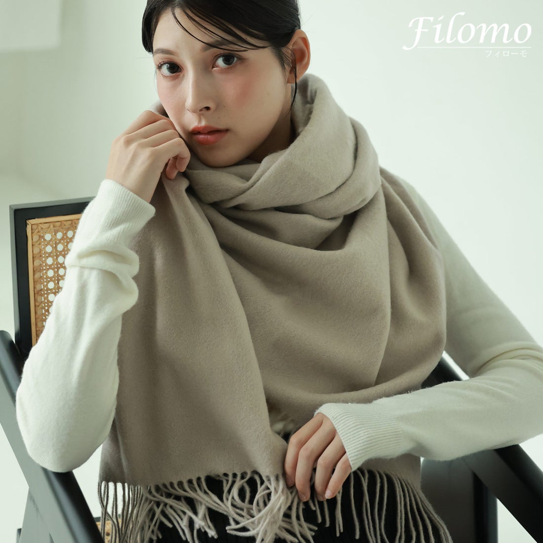 フィローモ Filomo カシミヤ100%大判マフラーストール （002レッド