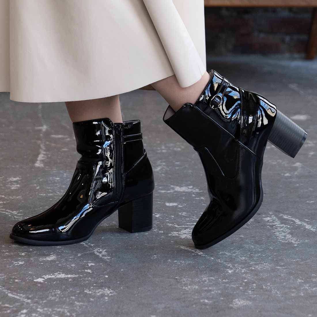 WEB限定】ピッティ Pitti ショートレインブーツ （ブラックエナメル