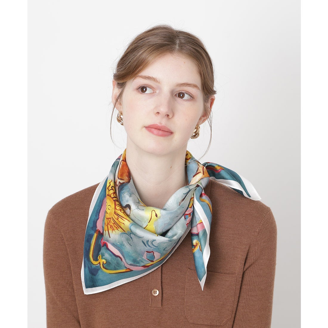 ポールアンドジョー PAUL&JOE 【洗える】シルクスカーフ 65×65cm 猫柄