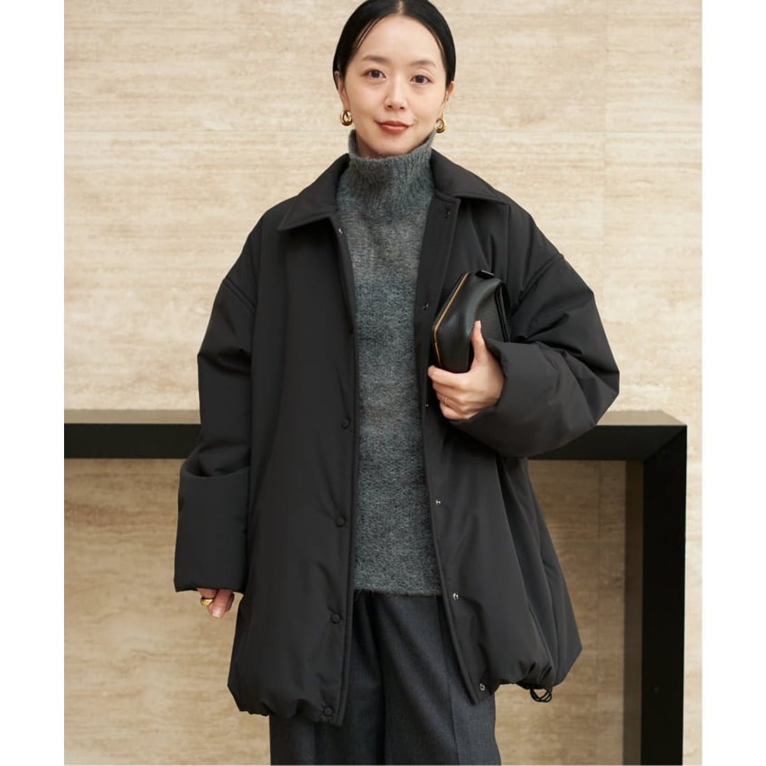 プラージュ Plage 《追加予約》撥水tailored puff コート 3 （ブラック