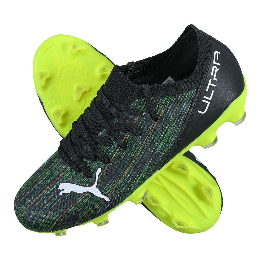 PUMA プーマ ウルトラ 3.2 FG/AG ジュニア(ブラック×イエロー) 106360