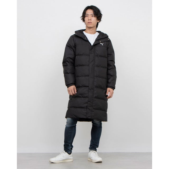 PUMA フード付きロングダウンコート L ブラック プーマ PUMA メンズ