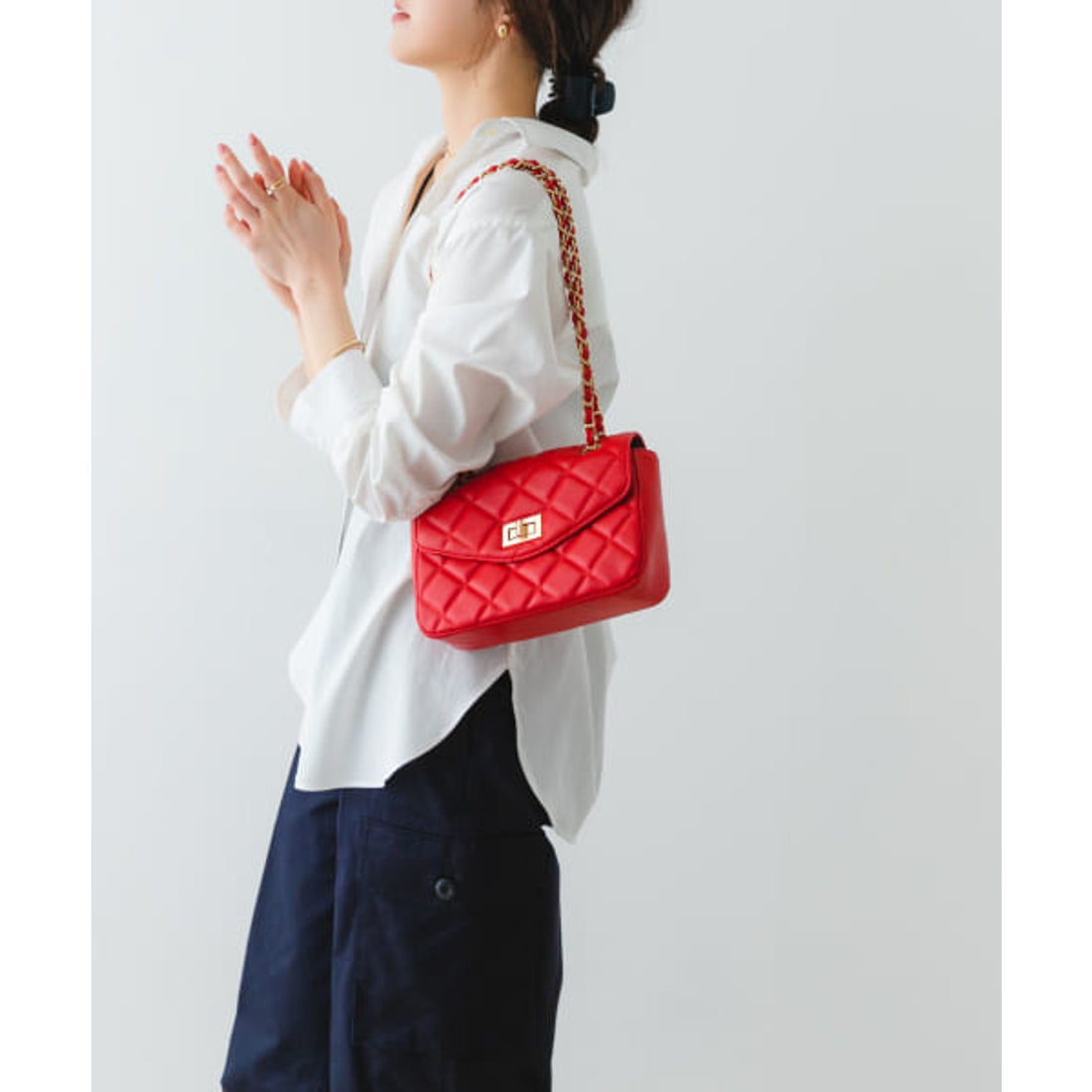 ロデスコ RODE SKO キルティングチェーンショルダーバッグ （RED