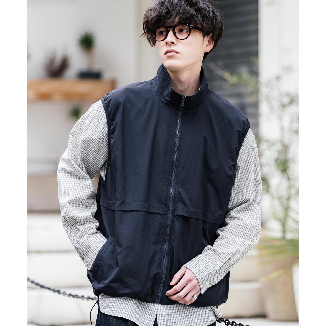 ロッキーモンロー Rocky Monroe ベスト ナイロン 前開き メンズ ライト
