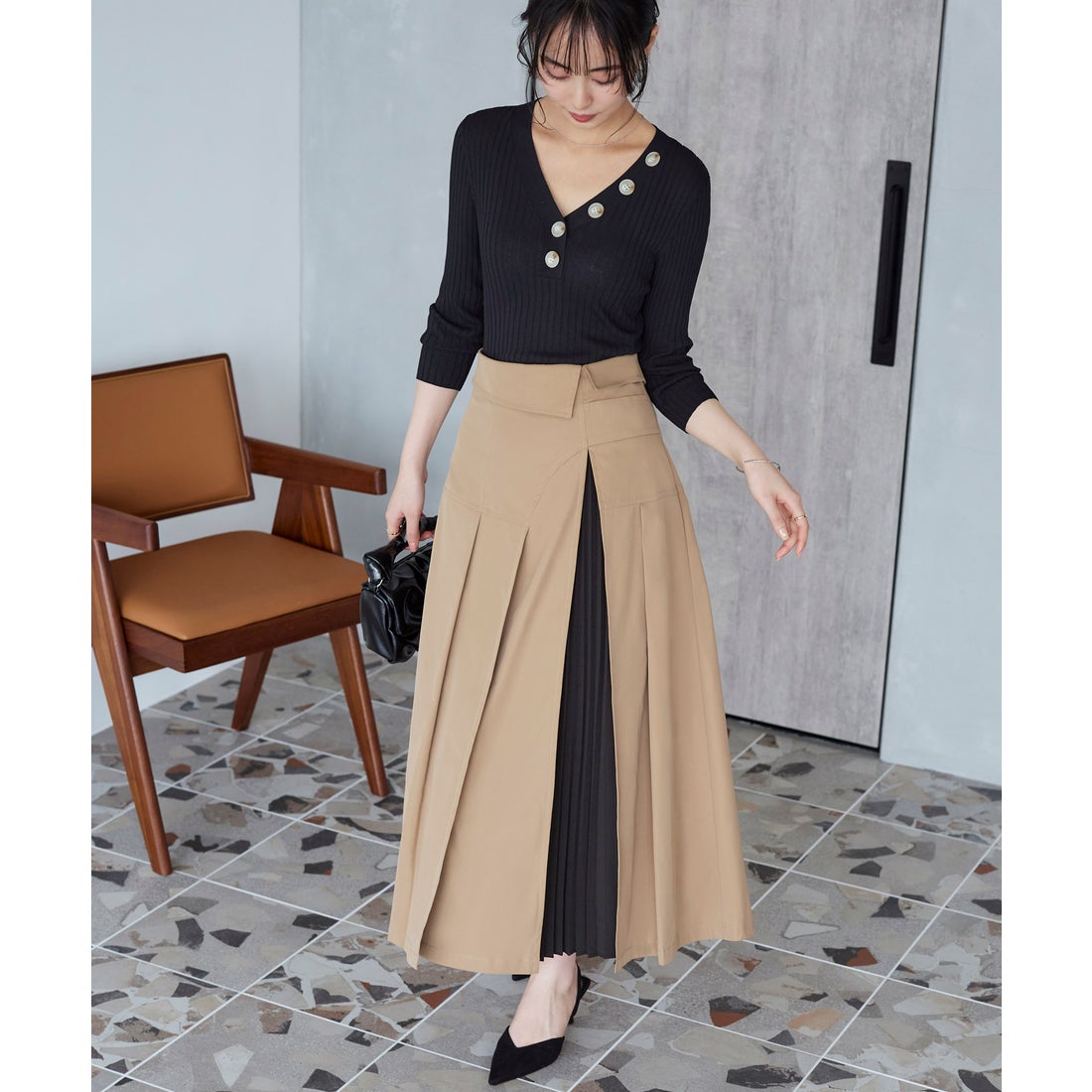 ルイルエブティック RUIRUE BOUTIQUE サイドスリットプリーツスカート