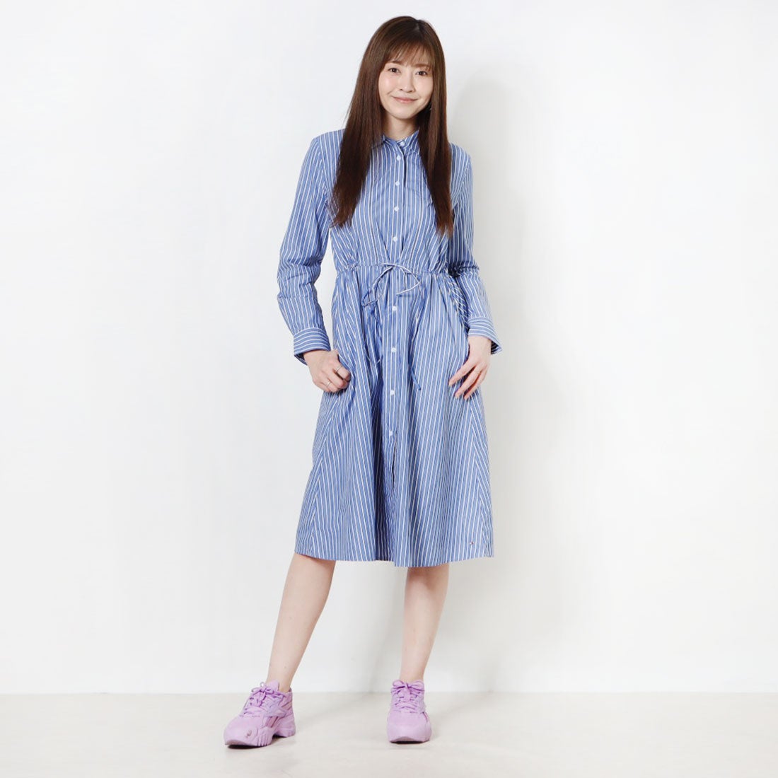 トミー ヒルフィガー TOMMY HILFIGER ストライプミディシャツ