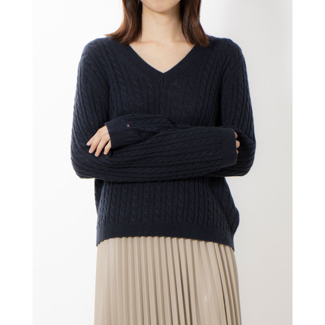 トミー ヒルフィガー TOMMY HILFIGER ソフトウールケーブルVネック