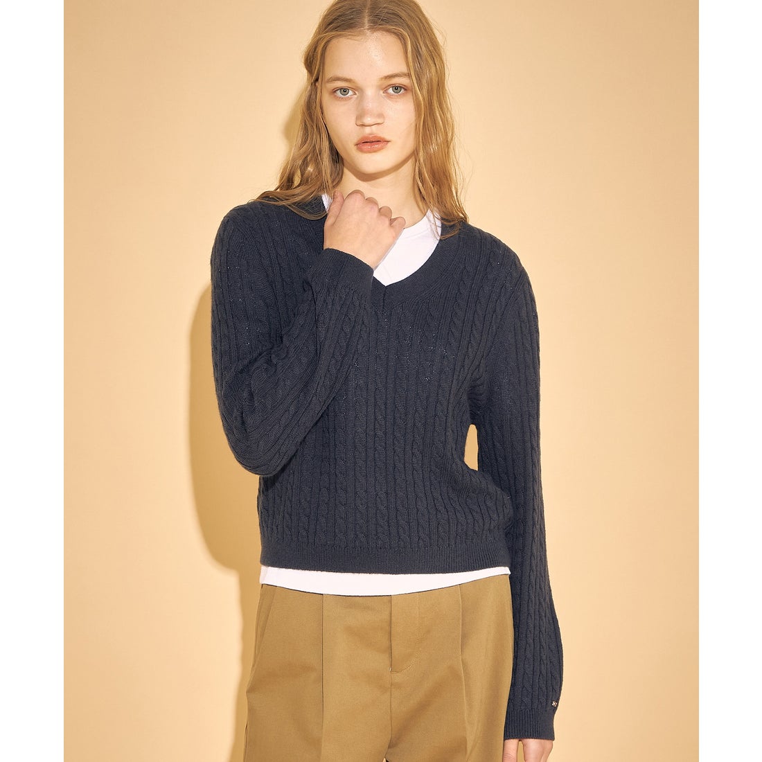 トミー ヒルフィガー TOMMY HILFIGER ソフトウールケーブルVネック
