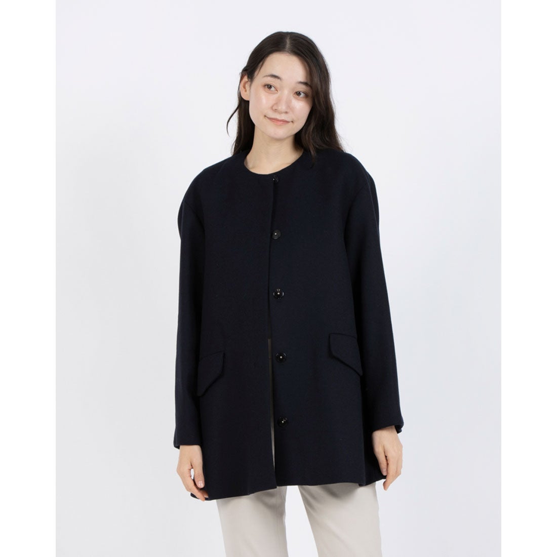 セオリー Theory WOOL MELTON/ CAPE BK COAT （ネイビー系） -靴