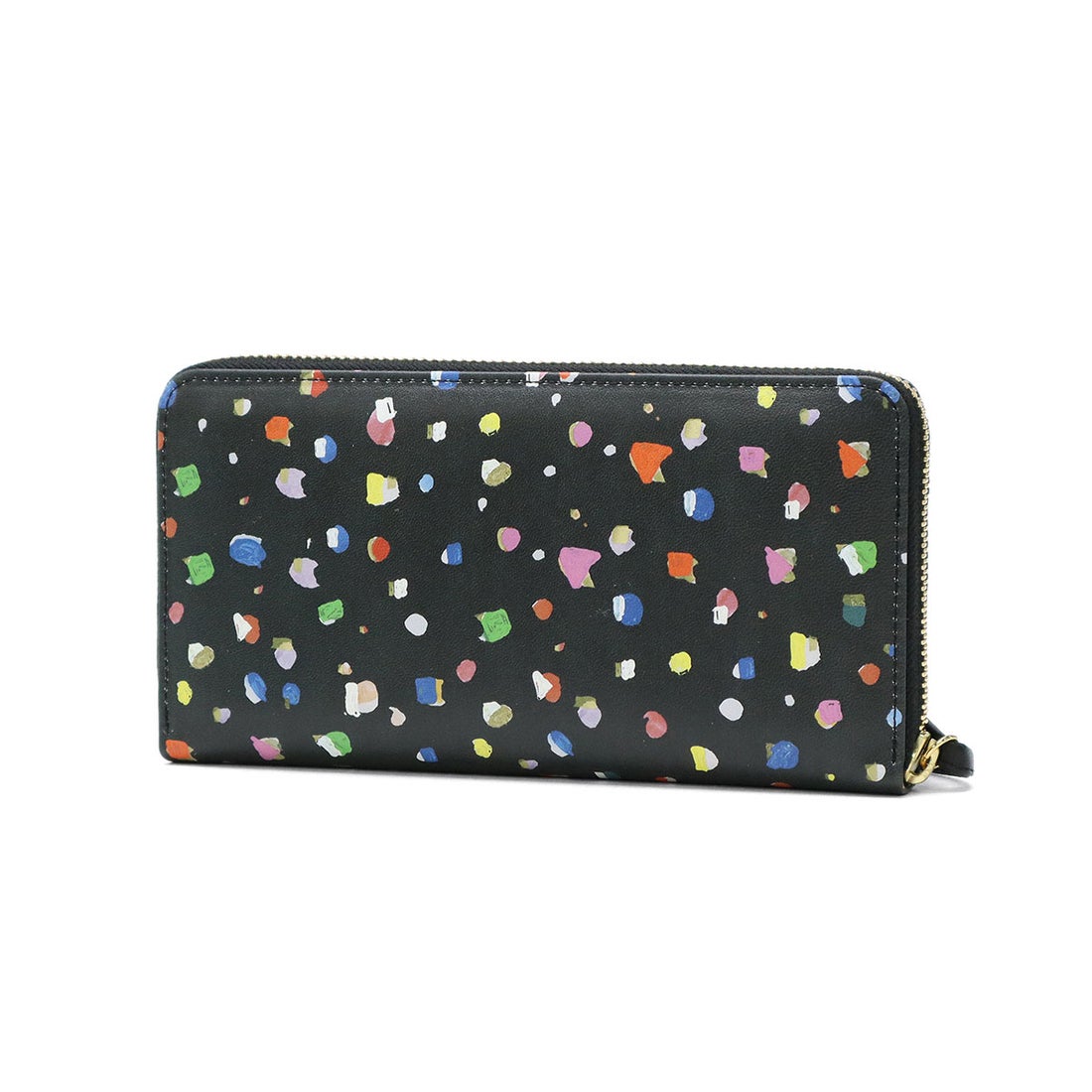 ツモリチサト 猫 ヒョウ柄長財布 黒 レザーサイフ 猫柄 ツモリチサト