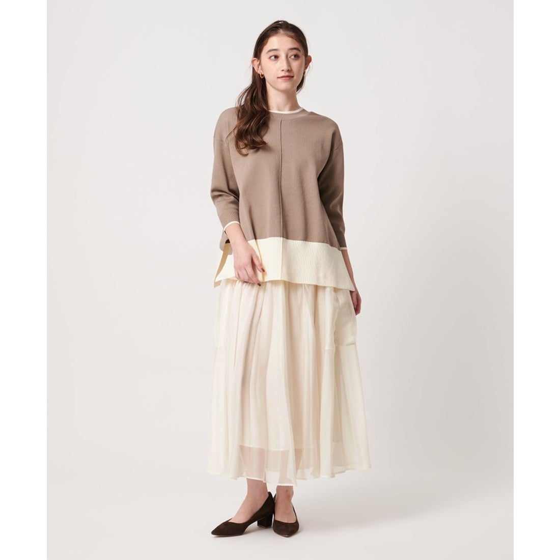 UNITED ARROWS シャンブレー オーガンザ ポケット スカート （OFF